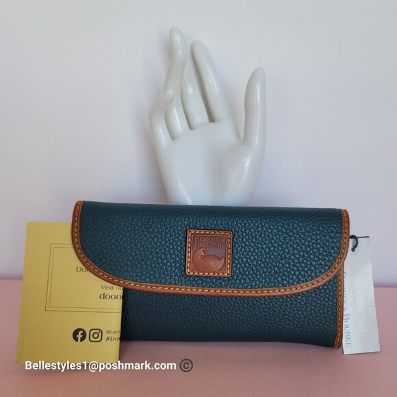 DOONEY & BOURKE Pebbled Grain Leather Continental Clutch Wallet- Teal color⭐ - Picture 16 of 16